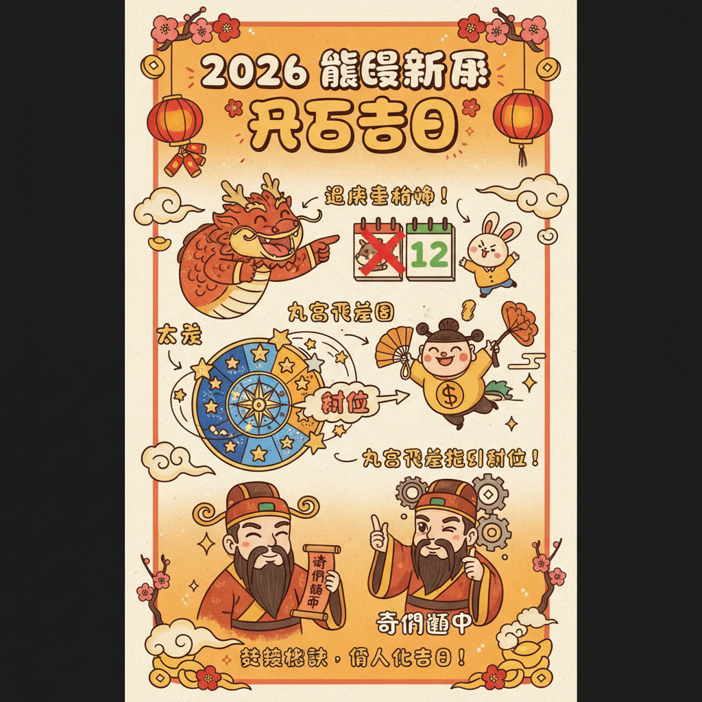 運勢開工吉日九宮飛星圖犯太歲十二生肖財運奇門遁甲拜神儀式農曆新年開運擇日開工大吉提升運勢開工禁忌貴人運招財祕訣事業運趨吉避兇開運方法良辰吉時